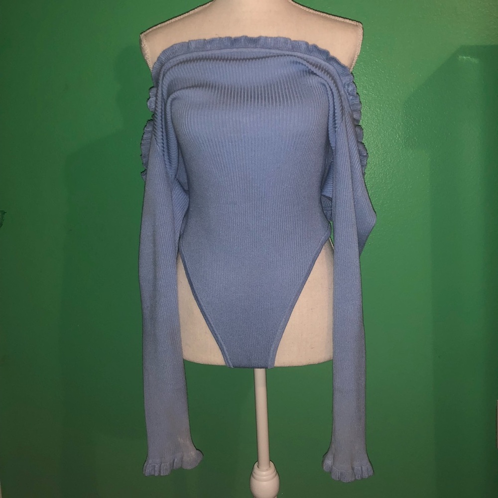 Light blue off the shoulder bodysuit!